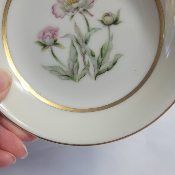 FOUR Mikado Harmony Fruit Bowls Cream Rim Pink Floral Center - Picture 6 of 14